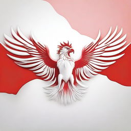 Design a t-shirt featuring the Garuda bird emblem on a red and white background