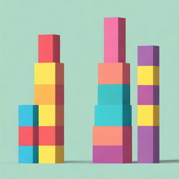 Create an image of a tower made of 6 blocks stacked on top of each other