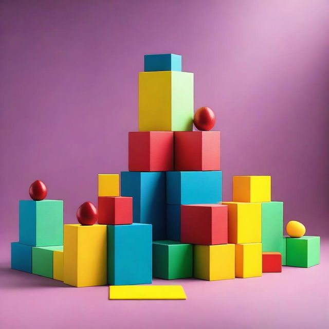 Create an image of a tower made of 6 blocks stacked on top of each other