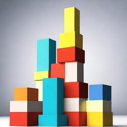 Create an image of a tower made of 6 blocks stacked on top of each other