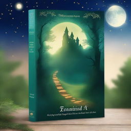 Create a captivating book cover with an enchanting forest scene, featuring a mystical pathway leading to a hidden castle in the distance