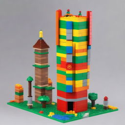 Create an image of a tower with 6 floors made of LEGO blocks