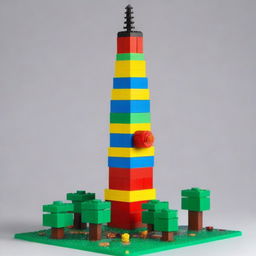 Create an image of a tower with 6 floors made of LEGO blocks