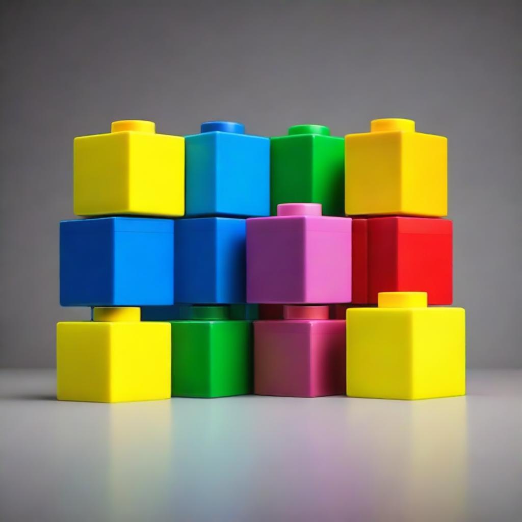 Create an image of 6 LEGO blocks stacked on top of each other