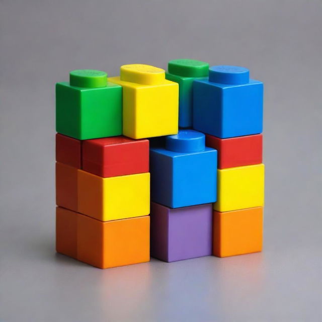 Create an image of 6 LEGO blocks stacked on top of each other