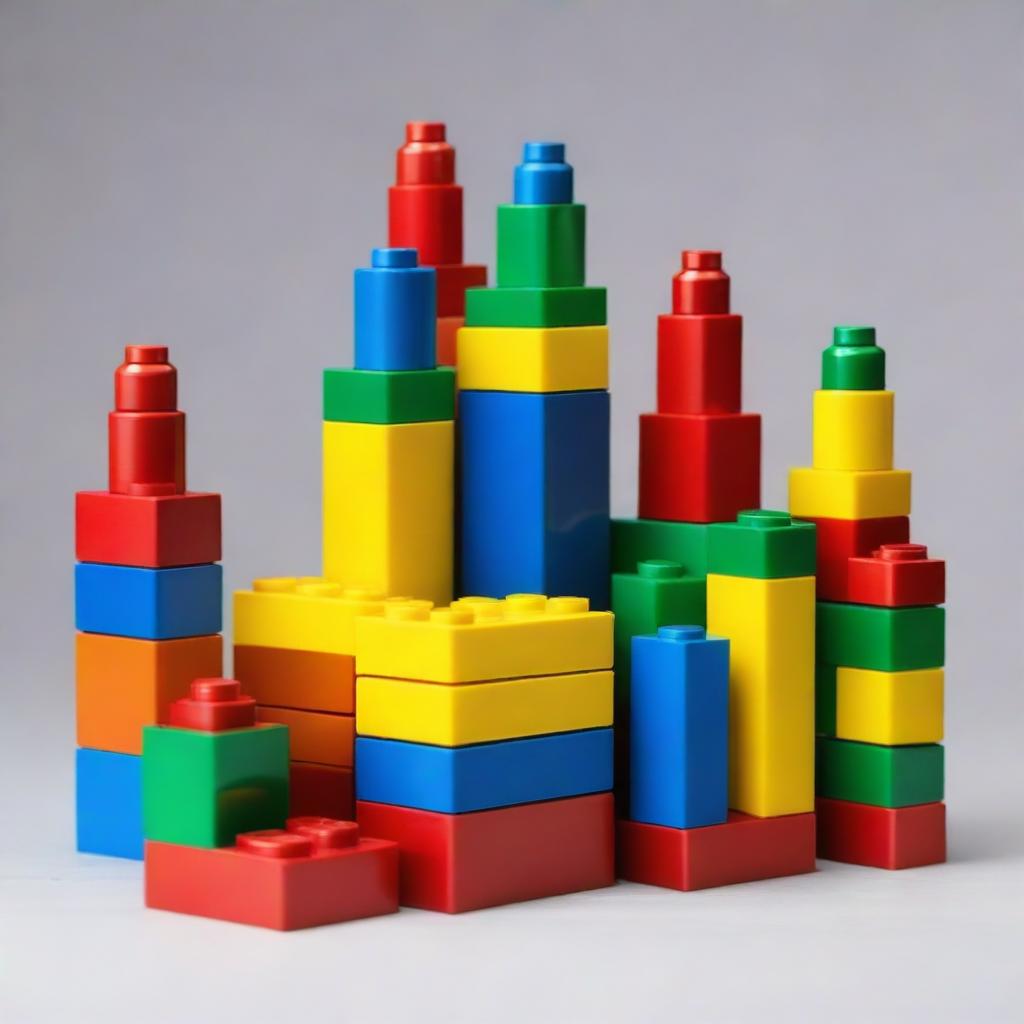 Create an image of 6 LEGO blocks stacked on top of each other