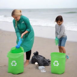 Create an image promoting the cleanup of the Caspian Sea shore