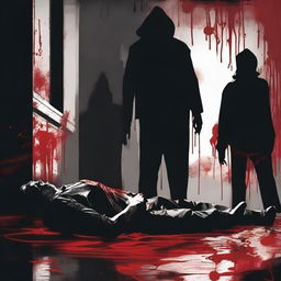 A chilling poster depicting a murder scene