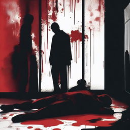 A chilling poster depicting a murder scene