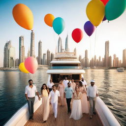 A vibrant birthday party on a luxurious yacht in Dubai