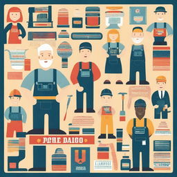 A colorful and uplifting Labor Day print showcasing workers from various professions