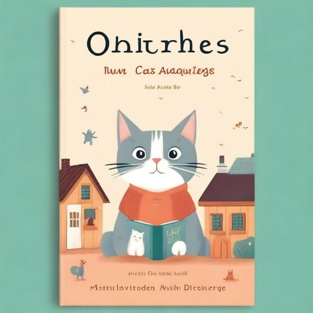 A charming book cover depicting a heartwarming story of a cat living in an orphanage