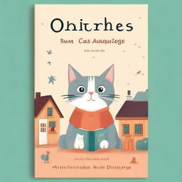A charming book cover depicting a heartwarming story of a cat living in an orphanage