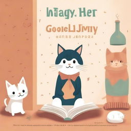 A charming book cover depicting a heartwarming story of a cat living in an orphanage