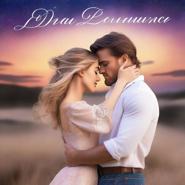 Create a romance book cover featuring a couple kissing on the front