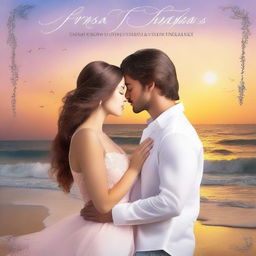 Create a romance book cover featuring a couple kissing on the front