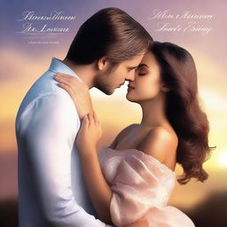 Create a romance book cover featuring a couple kissing on the front