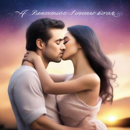 Create a romance book cover featuring a couple kissing on the front