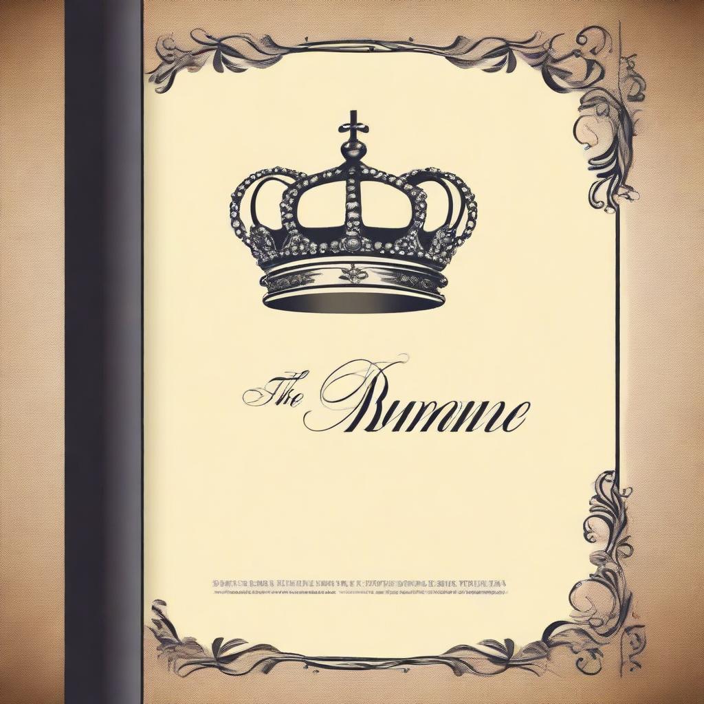 Design a romance book cover featuring a crown and a gun on the cover page