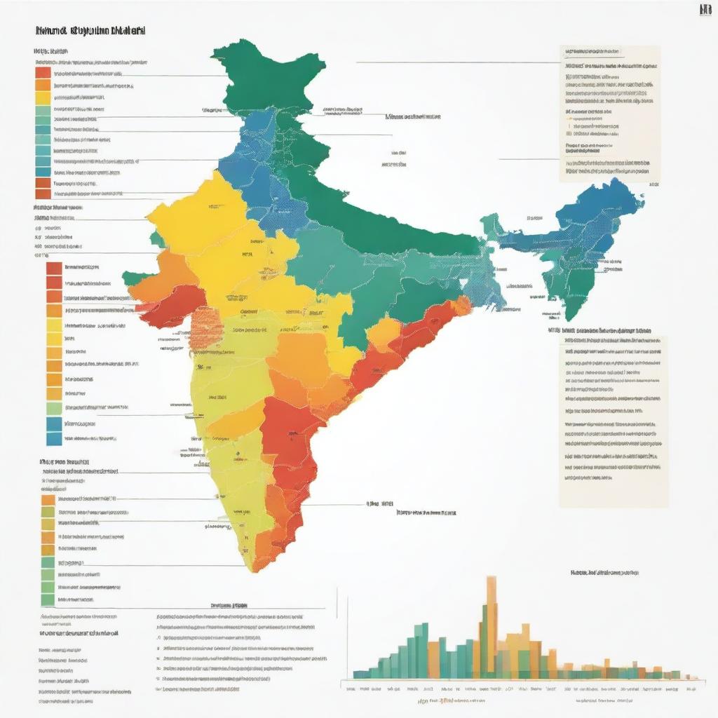 A detailed graph illustrating the Human Development Index (HDI) of India over the years, integrated with a map of India