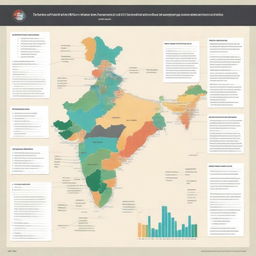 A detailed graph illustrating the Human Development Index (HDI) of India over the years, integrated with a map of India