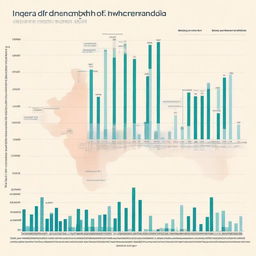 A detailed graph illustrating the Human Development Index (HDI) of India over the years, integrated with a map of India