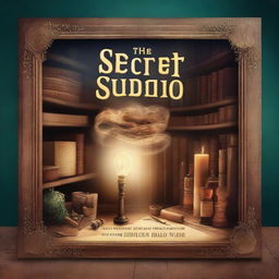 Create a captivating book cover titled 'The Secret Studio: Where Legends are Made'