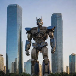 Transformer combined with skyscrapers 