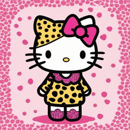 A cute image of Hello Kitty wearing leopard print clothing