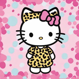 A cute image of Hello Kitty wearing leopard print clothing