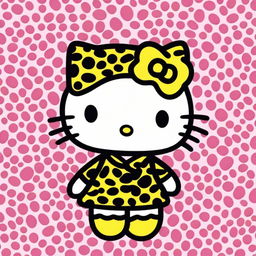 A cute image of Hello Kitty wearing leopard print clothing