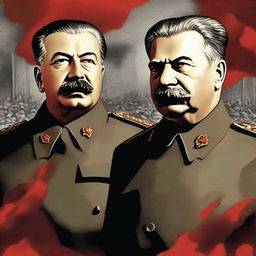 A dramatic depiction of the rise and fall of Stalin and Lenin, showcasing key moments in their political careers