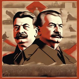 A dramatic and historical depiction of the rise and fall of Stalin and Lenin, showing key moments from their lives and political careers