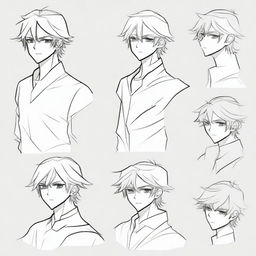 A step-by-step drawing tutorial for creating an anime-style male character