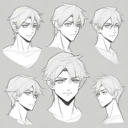 A step-by-step drawing tutorial for creating an anime-style male character