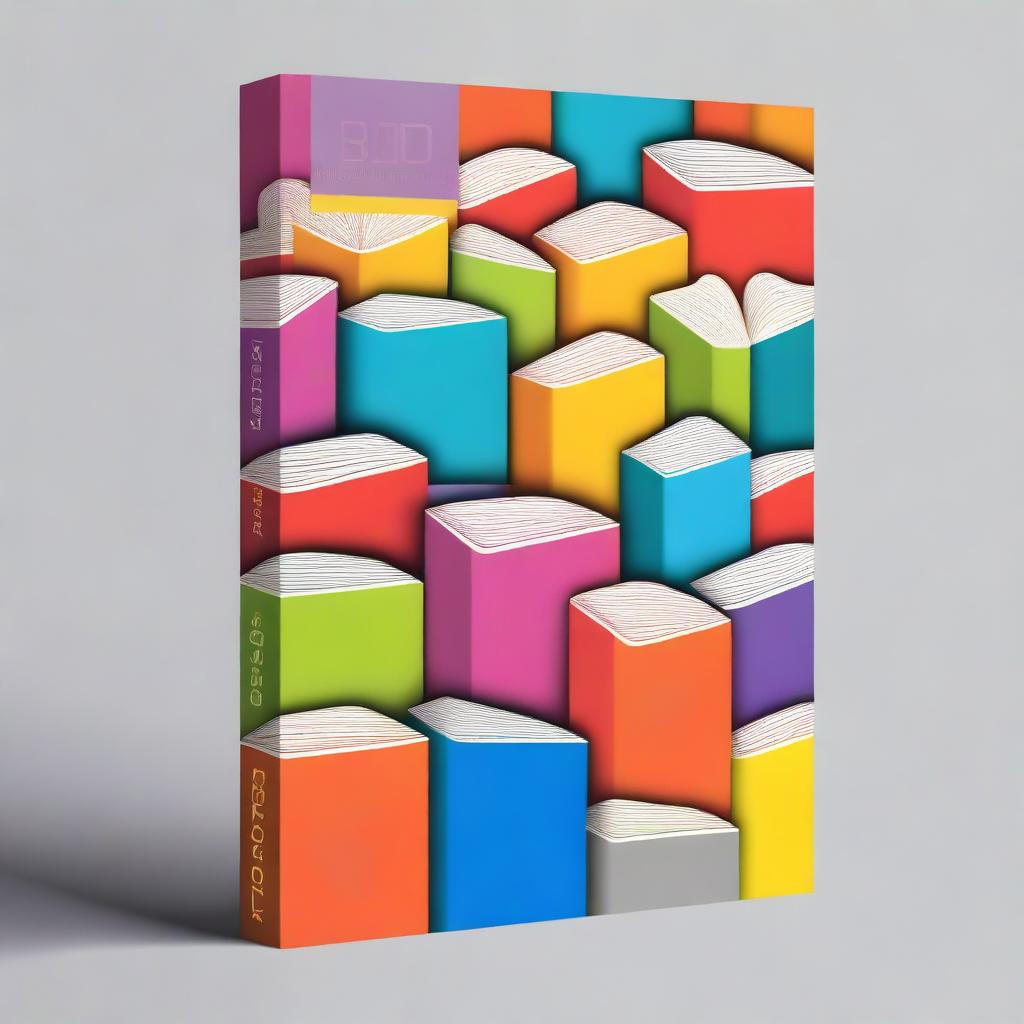 Create a colourful book cover featuring a picture of piled books