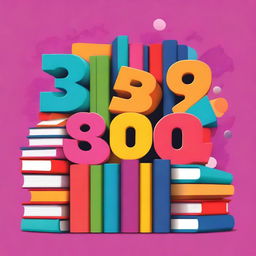 Create a colourful book cover featuring a picture of piled books