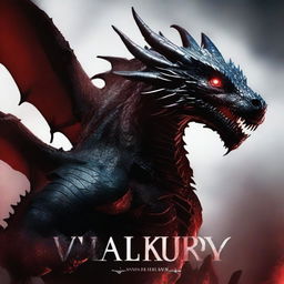 Create a book cover featuring a dark and scary dragon with deep red eyes