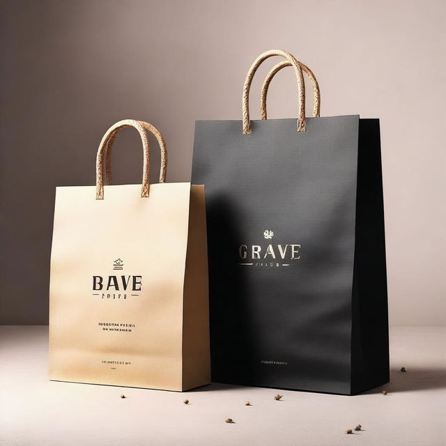 A takeaway bag designed to match the theme of a cozy coffee shop