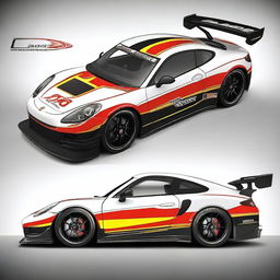 A vibrant and dynamic GT3 racing decoration design for a Callaway GT3 racing car