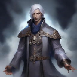 A male Aasimar warlock with a haunted one background