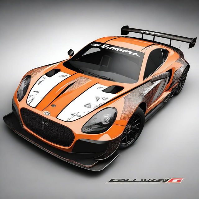 An exceptionally intricate and complex GT3 racing decoration design for a Callaway GT3 racing car