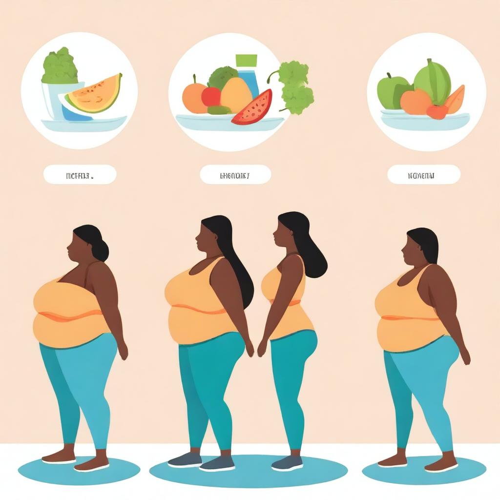 An illustration of a person going through a 30-day weight loss journey