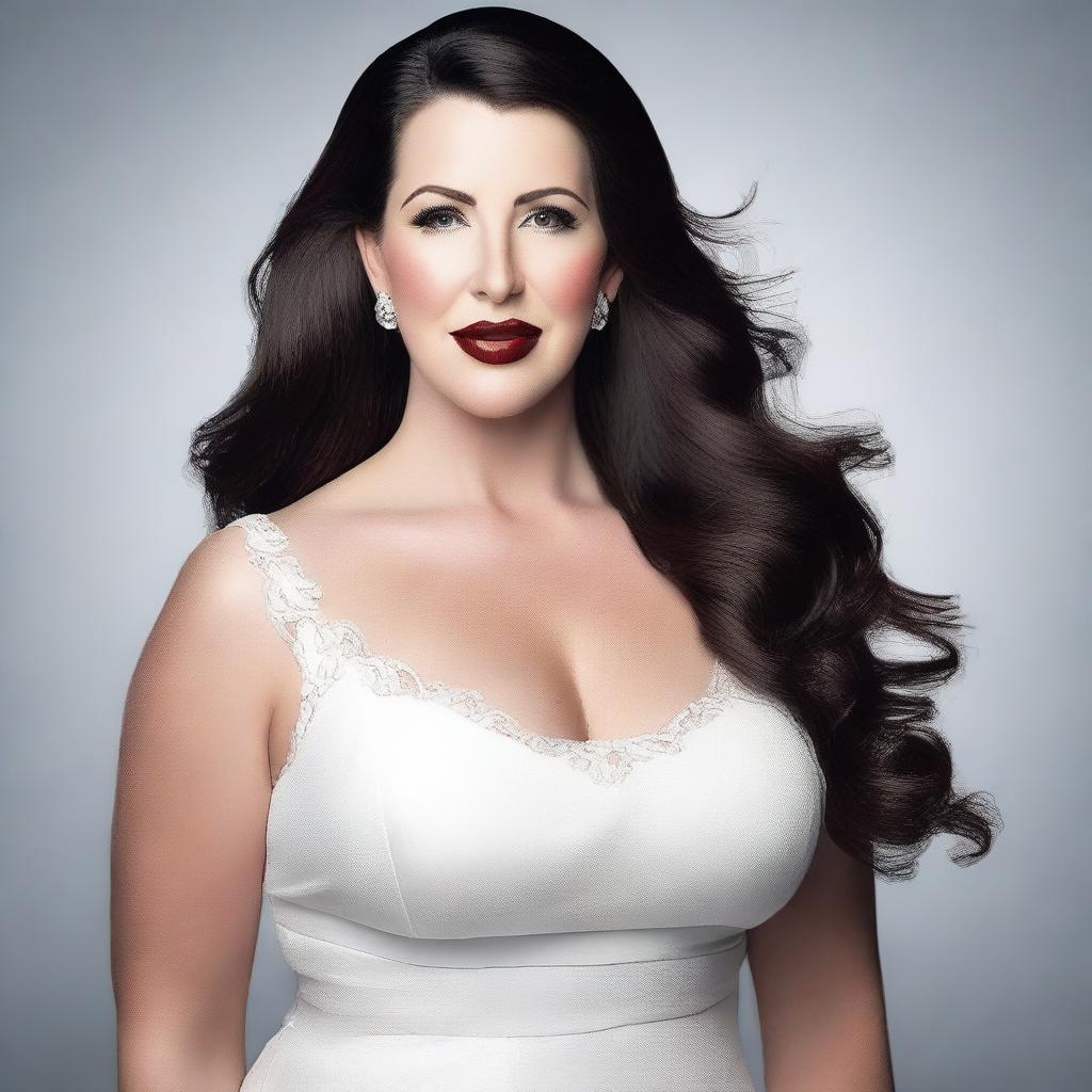 Create an elegant portrait of Angela White, capturing her sophistication and grace