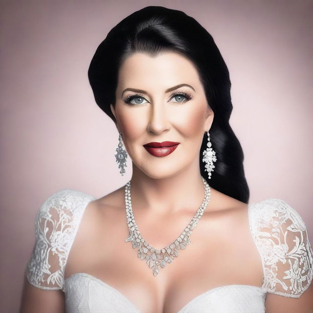 Create an elegant portrait of Angela White, capturing her sophistication and grace