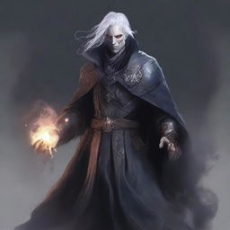 A male Aasimar warlock with a haunted one background