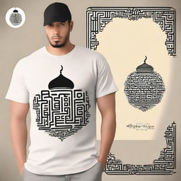 A cool and modern t-shirt design for Jam'iyyah Tadarus Al-Qur'an (AL QUROWY) featuring Islamic elements