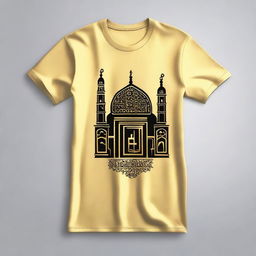 A cool and beautiful t-shirt design featuring the text 'Jam'iyyah Tadarus Al-Qur'an' and 'AL QUROWY' in gold color