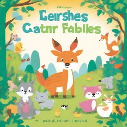 Create a book cover for a publisher with the author focusing on animal fables with contemporary themes