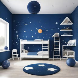 Diseño de habitación para un niño con temática de astronauta